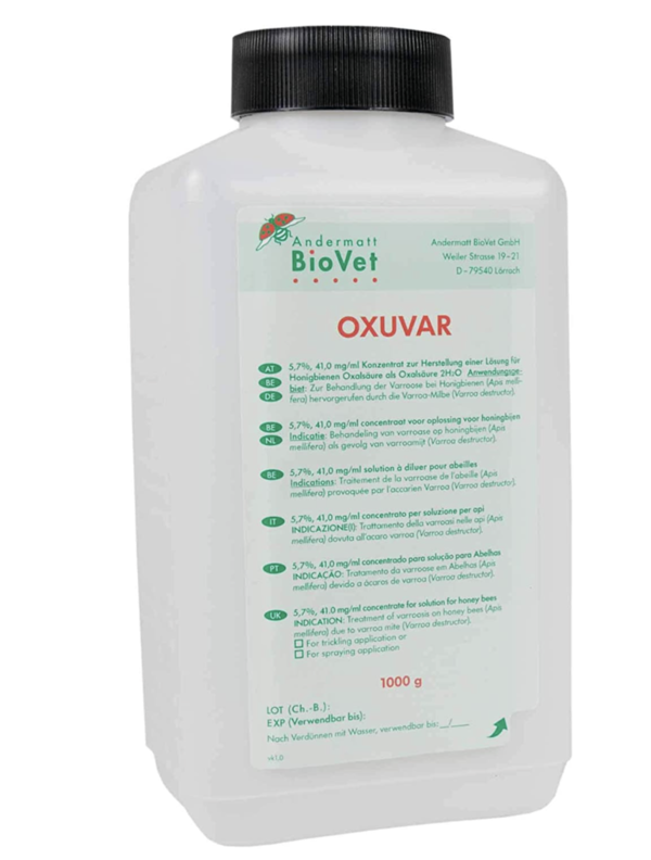 Andermatt BioVet OXUVAR® 5.7% - 275g - 1000g Oxalsäure zur Varroa Behandlung, Varroamilbe Sommer