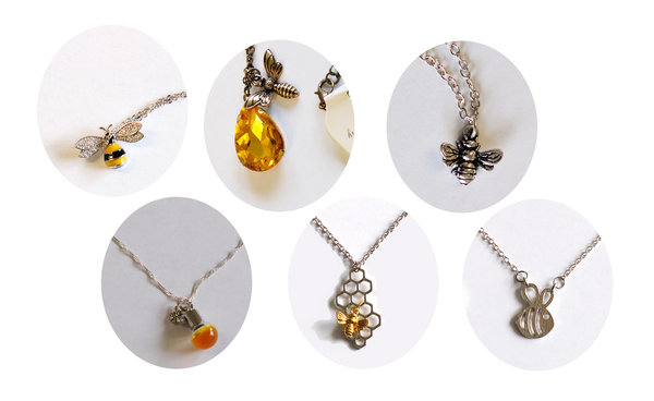 Halsketten Verschieden Ausführungen Modeschmuck Bienen Design