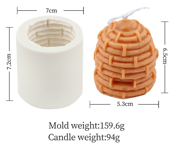 Kerzengießform aus Silikon für Bienenwachs und Kerzenwachs LZ013 Bienenkorb Mittel