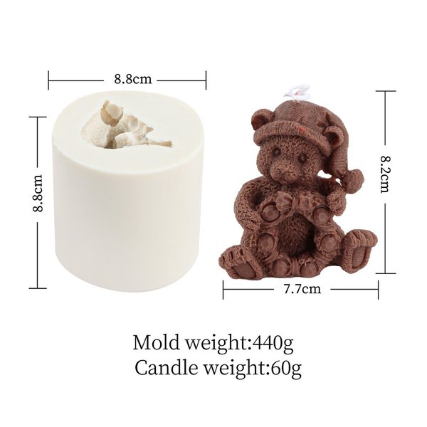 Kerzengießform aus Silikon für Bienenwachs und Kerzenwachs Lz174  Teddy Bär mit Kranz