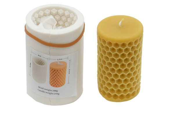 Kerzengießform aus Silikon für Bienenwachs und Kerzenwachs Stumpenkerze Groß Wabenkerze 10x6cm